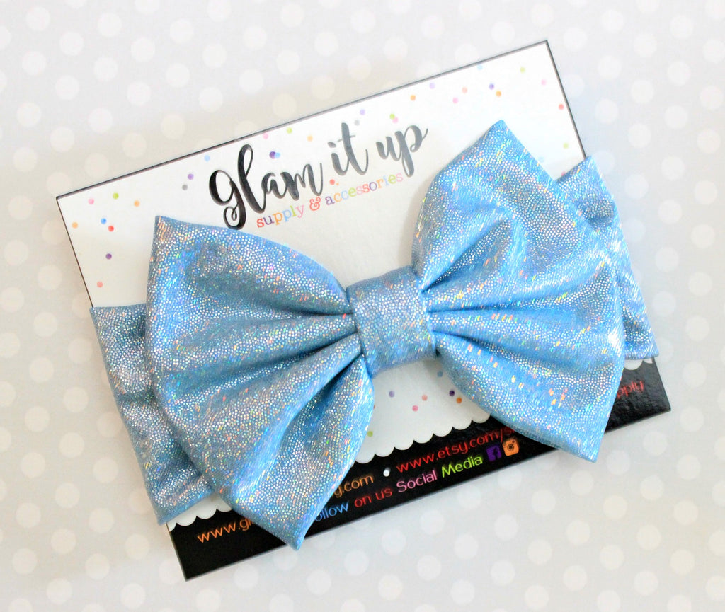 Blue Sparkle Metallic Bow Headband