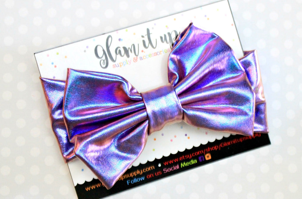 Purple iridescent Metallic Bow Headband