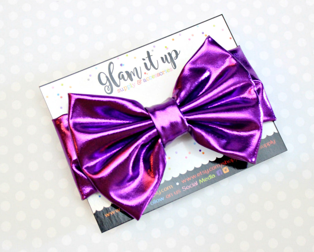 Purple Metallic Bow Headband
