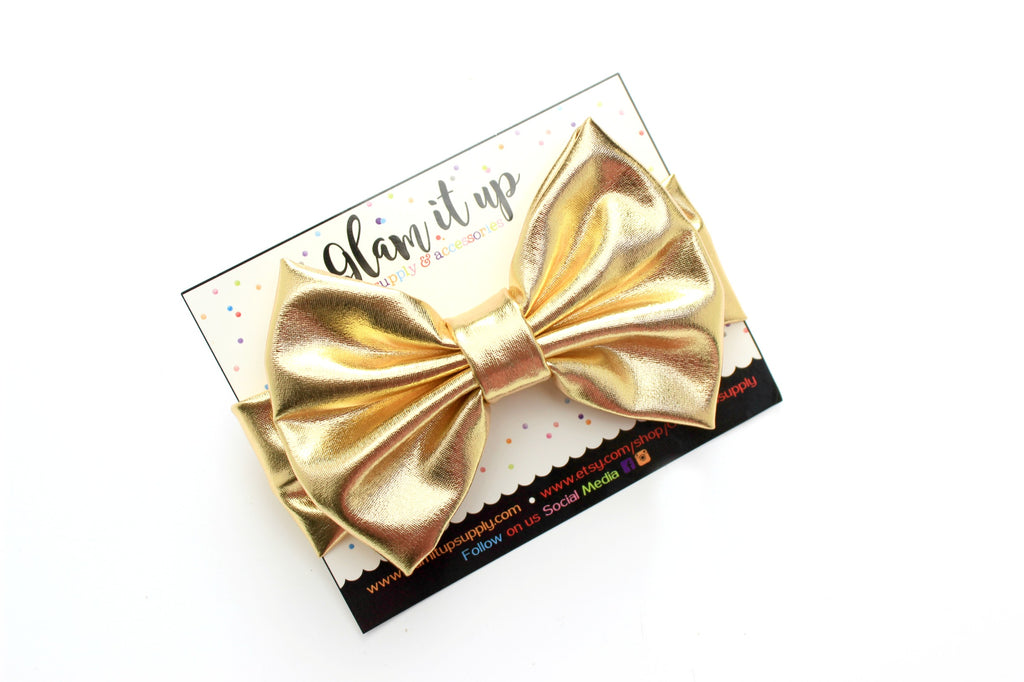 Gold Metallic Bow Headband