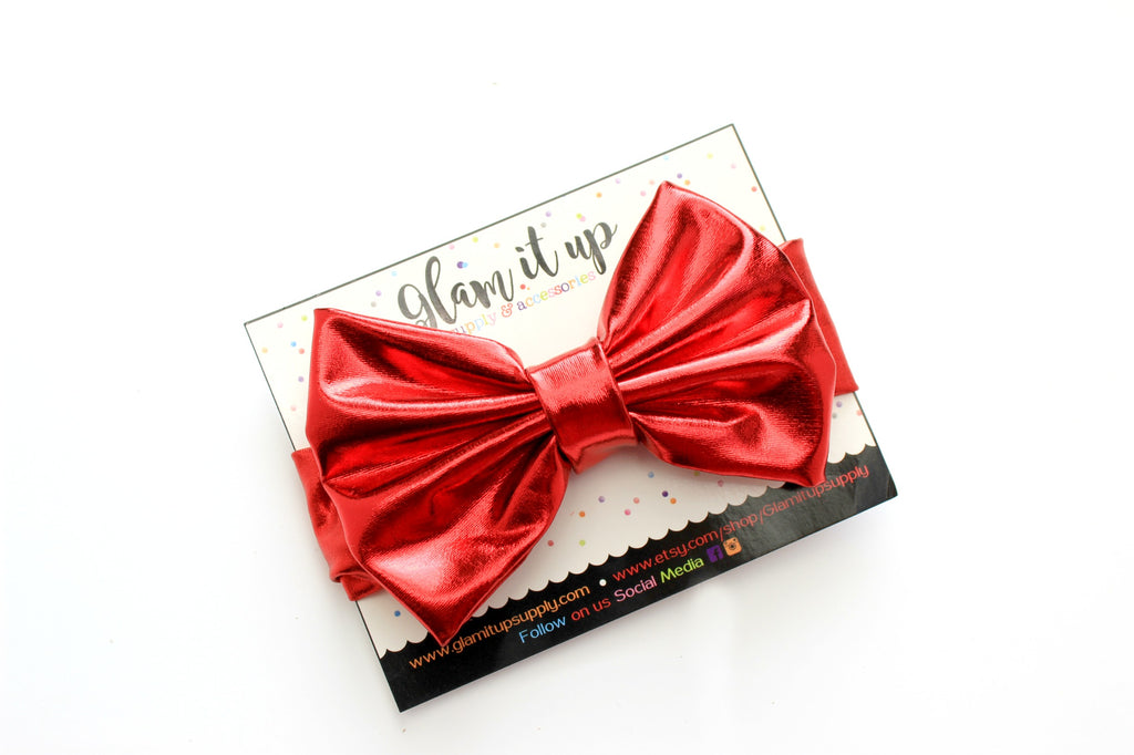 Red Metallic Bow Headband
