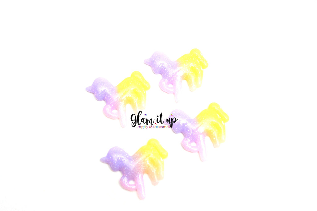 Glitter Unicorn Hair Bow Center-Unicorn resin-unicorn cabochon