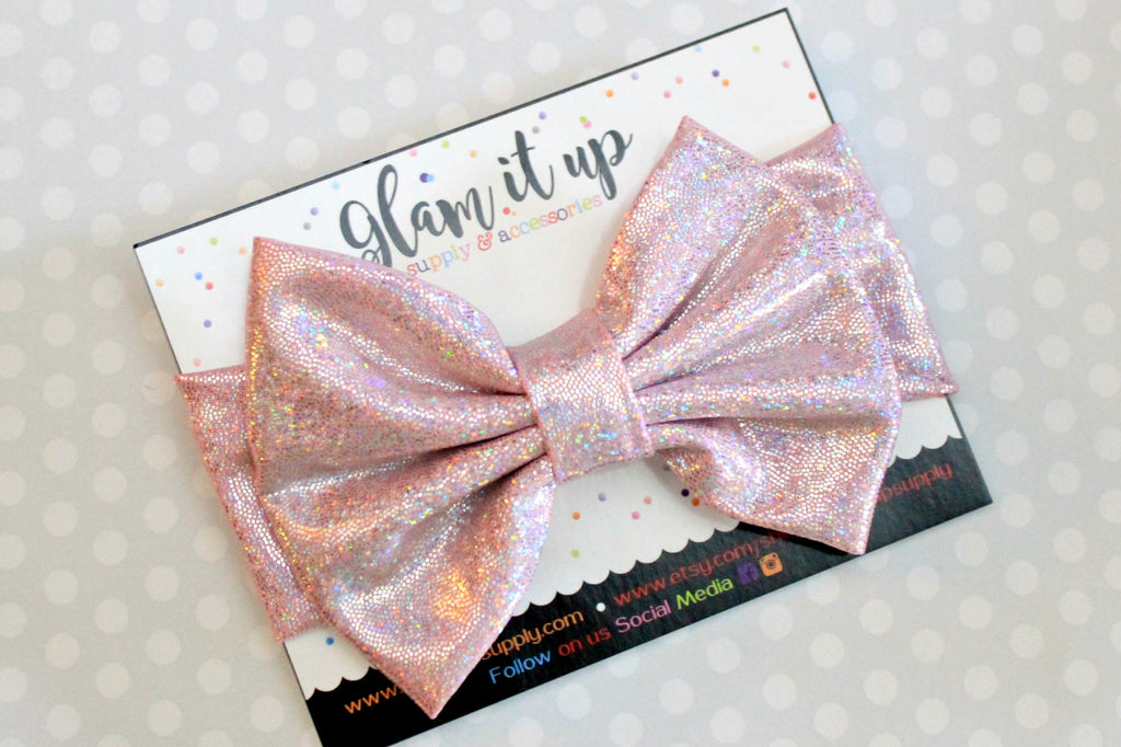 Light Pink Sparkle Metallic Bow Headband