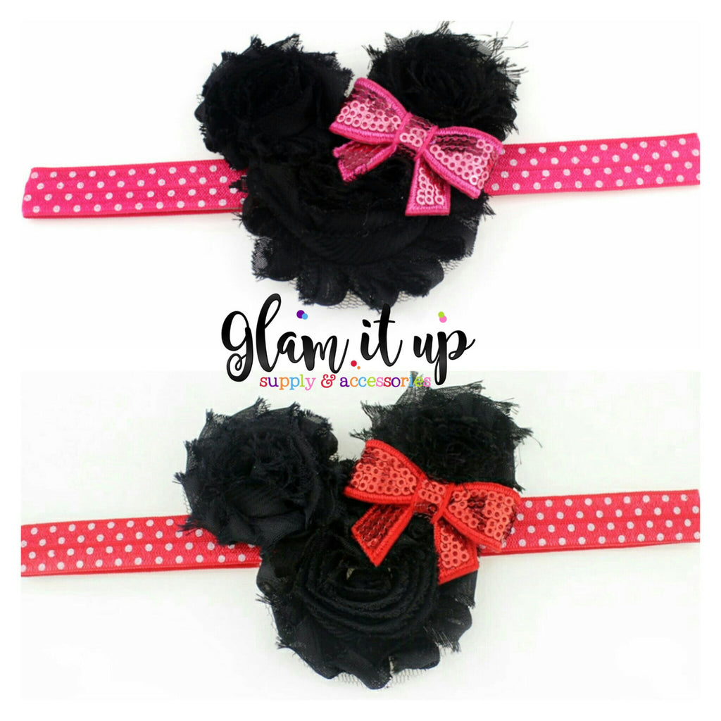 Minnie Mouse Headband-Girls headband-Baby Headband-Toddler Headband- Hair Bows-Minnie mouse shabby headband-Minnie Hairbow