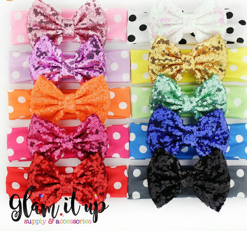 Sequin Polkadot Bow Headband