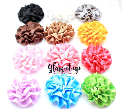 Large Satin Ruffle 3" Flowers