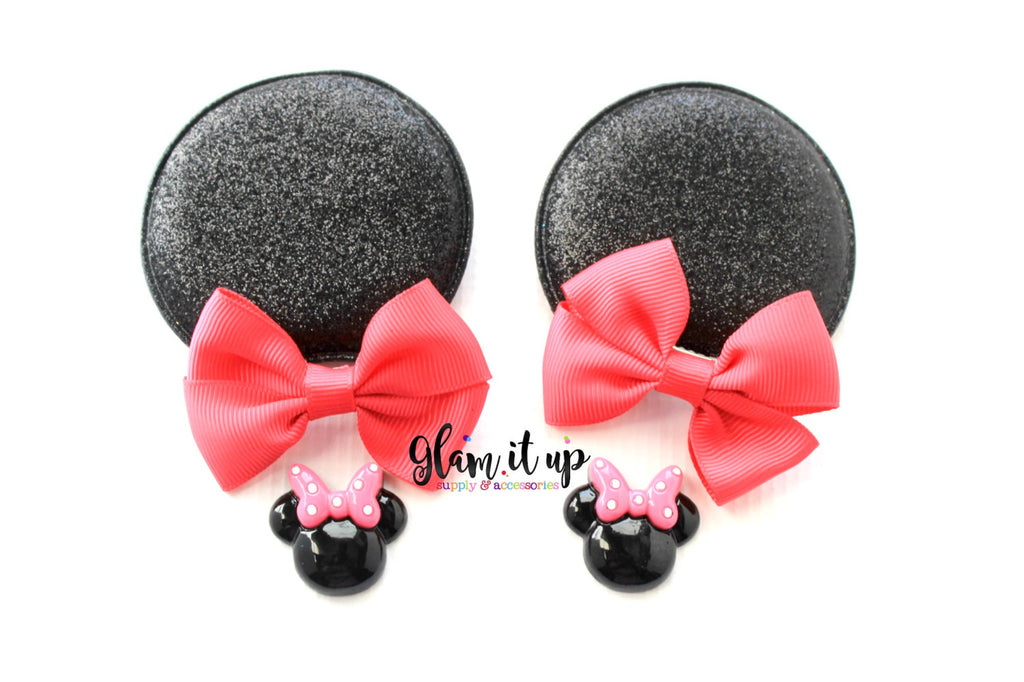 Minnie Mouse Glitter Ears-Diy Kit- Diy headband-Baby Headband-Toddler Headband-bows-Minnie mouse inspired hot pink Ears