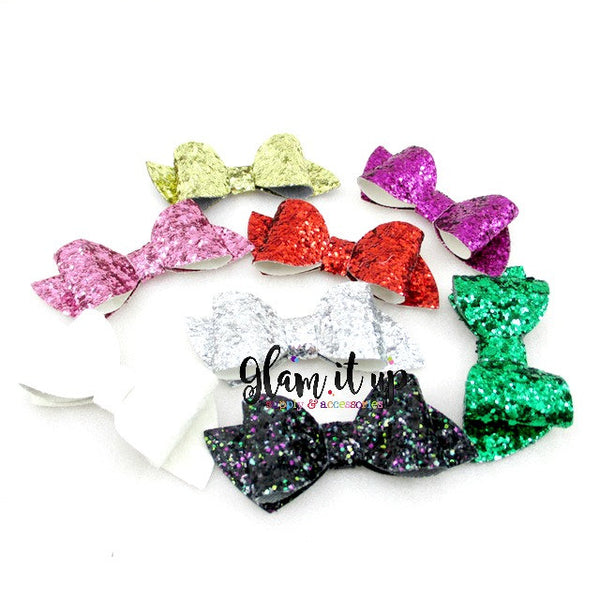 Silver Glitter 2.5" Bows