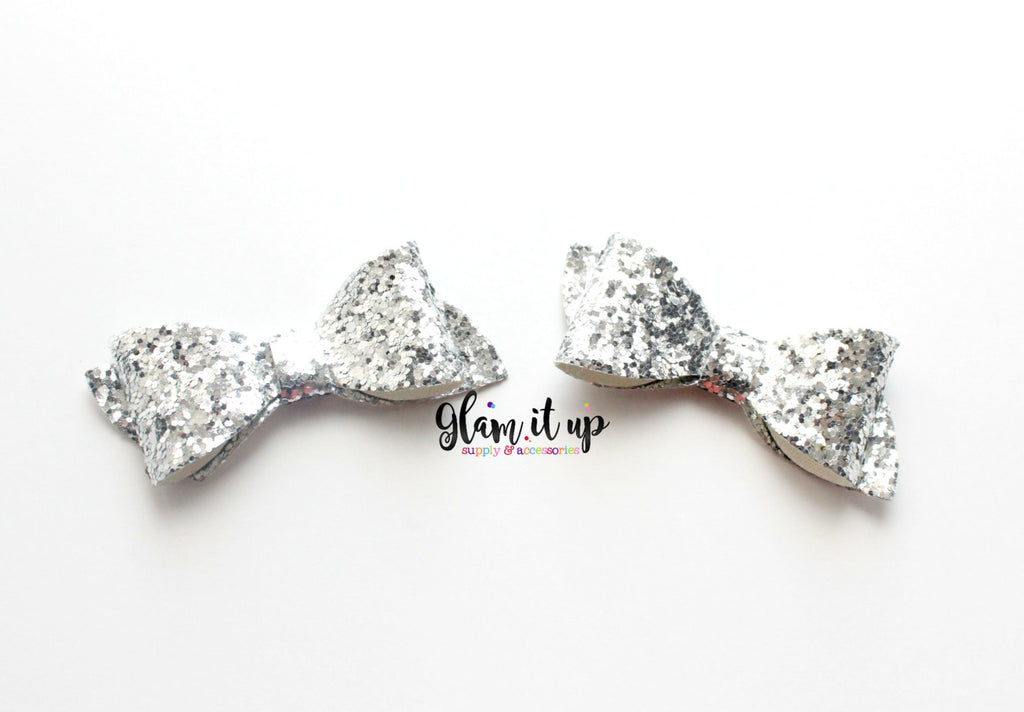 Silver Glitter 2.5" Bows