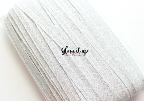 Silver Glitter 5/8" FOE - Fold Over Elastic