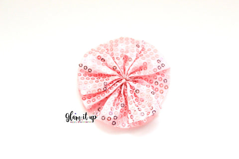 Pink Sequin Ballerina Ruffle 2.5" Flower