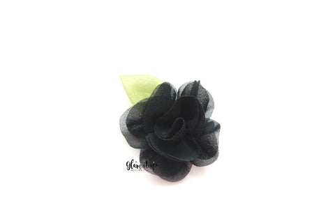 Chiffon Leaf Black 2.5" Flower