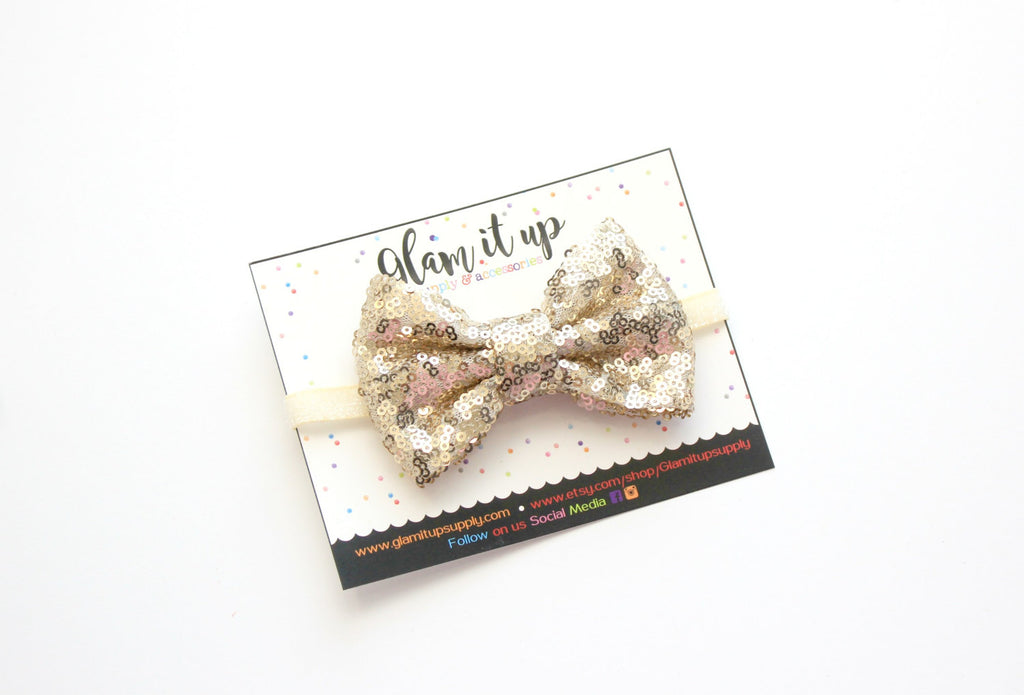 Gold Sequin Bow Headband