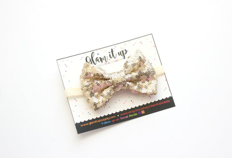 Gold Sequin Bow Headband