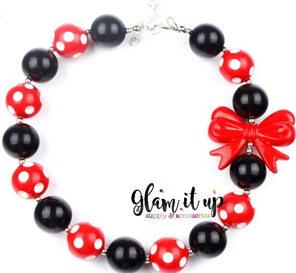 Minnie Mouse Inspired Chunky Necklace