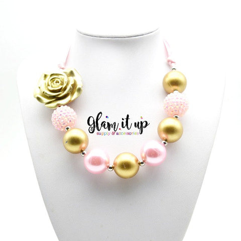 Gold & Pink Chunky Necklace
