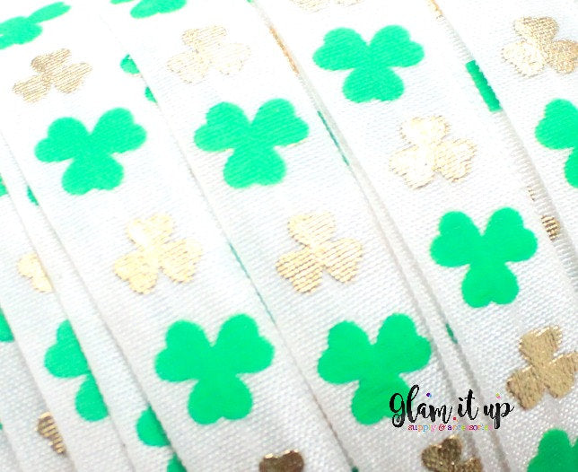 St Patricks Print 5/8" FOE - Fold Over Elastic