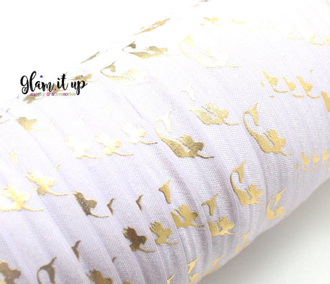 Mermaid Print Lavender 5/8" FOE - Fold Over Elastic