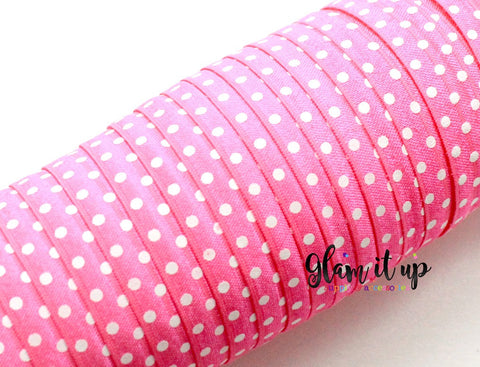 Polka Dot Print 5/8" FOE - Hot Pink