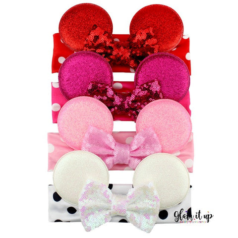 Minnie Mouse Headband-pink headband-Baby Headband-Toddler Headband- Hair Bows-Minnie mouse pink headband-Minnie Hairbow