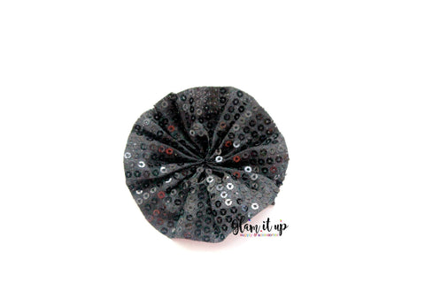 Black Sequin Ballerina Ruffle Flower