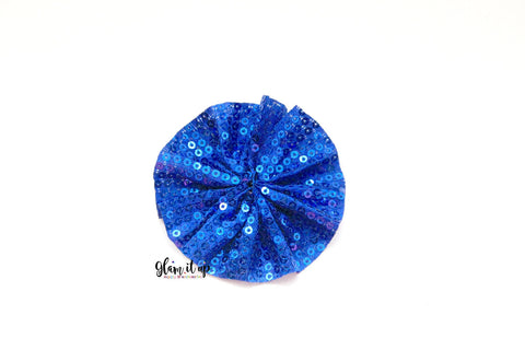 Royal Blue Sequin Ruffle 2.5" Flower