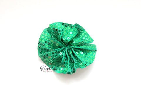 Green Sequin Ballerina Ruffle Flower