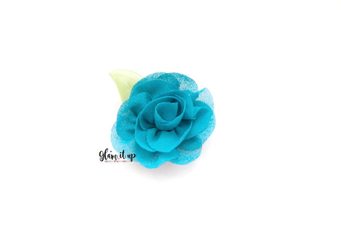 Chiffon Leaf Teal 2.5" Flower