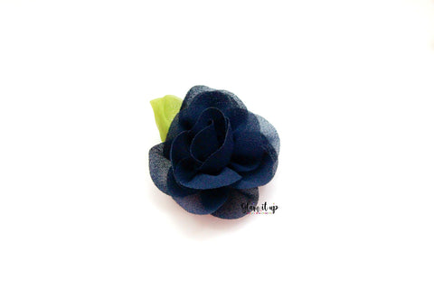 Chiffon Leaf Navy 2.5" Flower