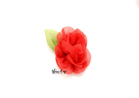 Chiffon Leaf Red 2.5" Flower