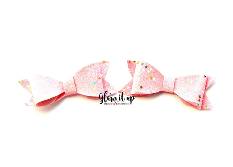 Glitter Star 2.5" Pink Bows