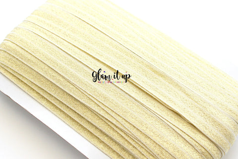 Light Gold Glitter 5/8" FOE - Fold Over Elastic