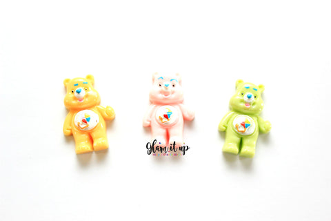 Care Bear Hair Bow Center-Care Bear planar resin- Care bear cabochon-4pc