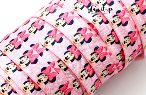 Minnie Print 5/8" FOE - Fold Over Elastic