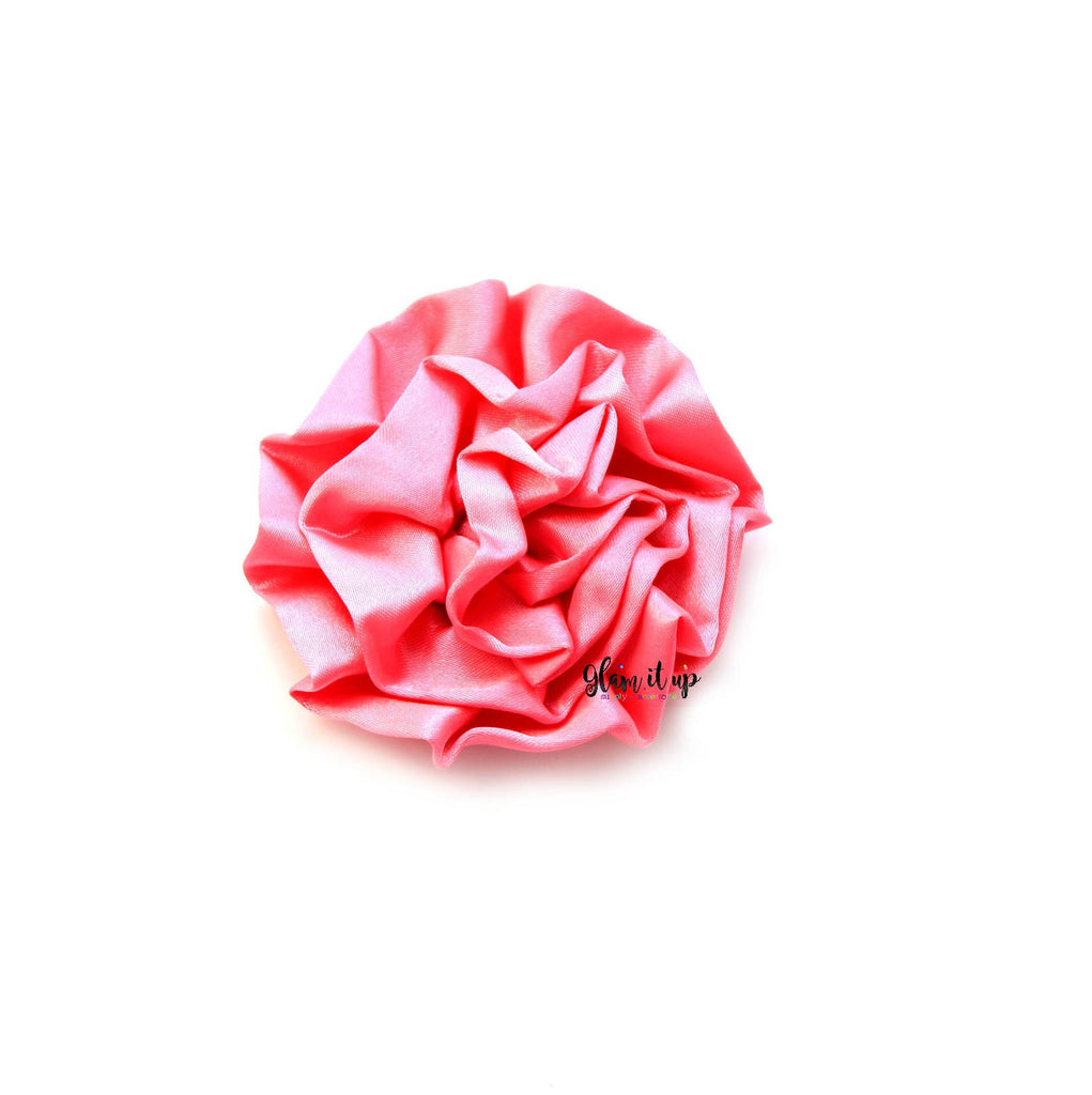 Large Satin Shocking Pink Ruffle 3" Flower