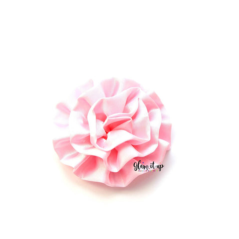 Large Satin Light Pink Ruffle 3" Flower