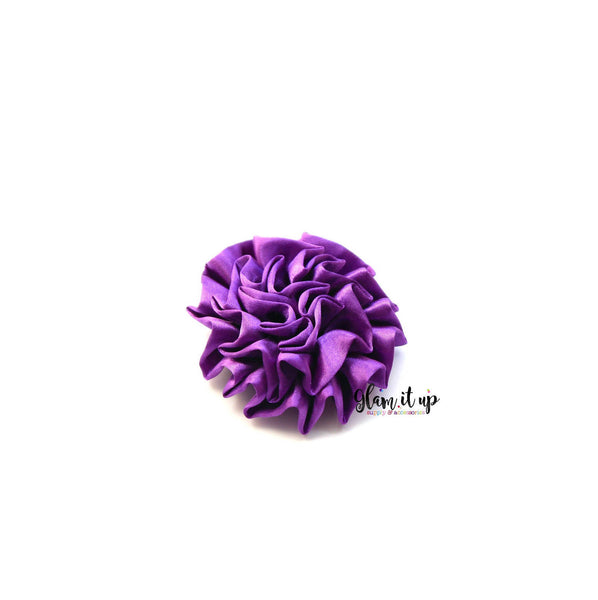 Large Satin Purple Ruffle 3" Flower
