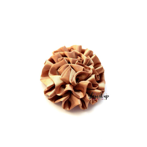 Large Satin Tan Ruffle 3" Flower