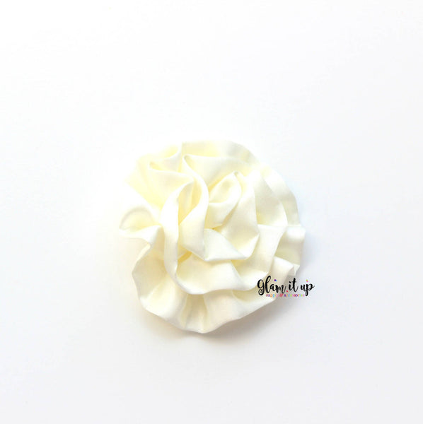 Large Satin Ivory Ruffle 3" Flower