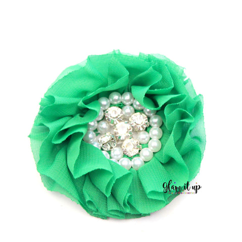 Chiffon Green Ruffle Flower