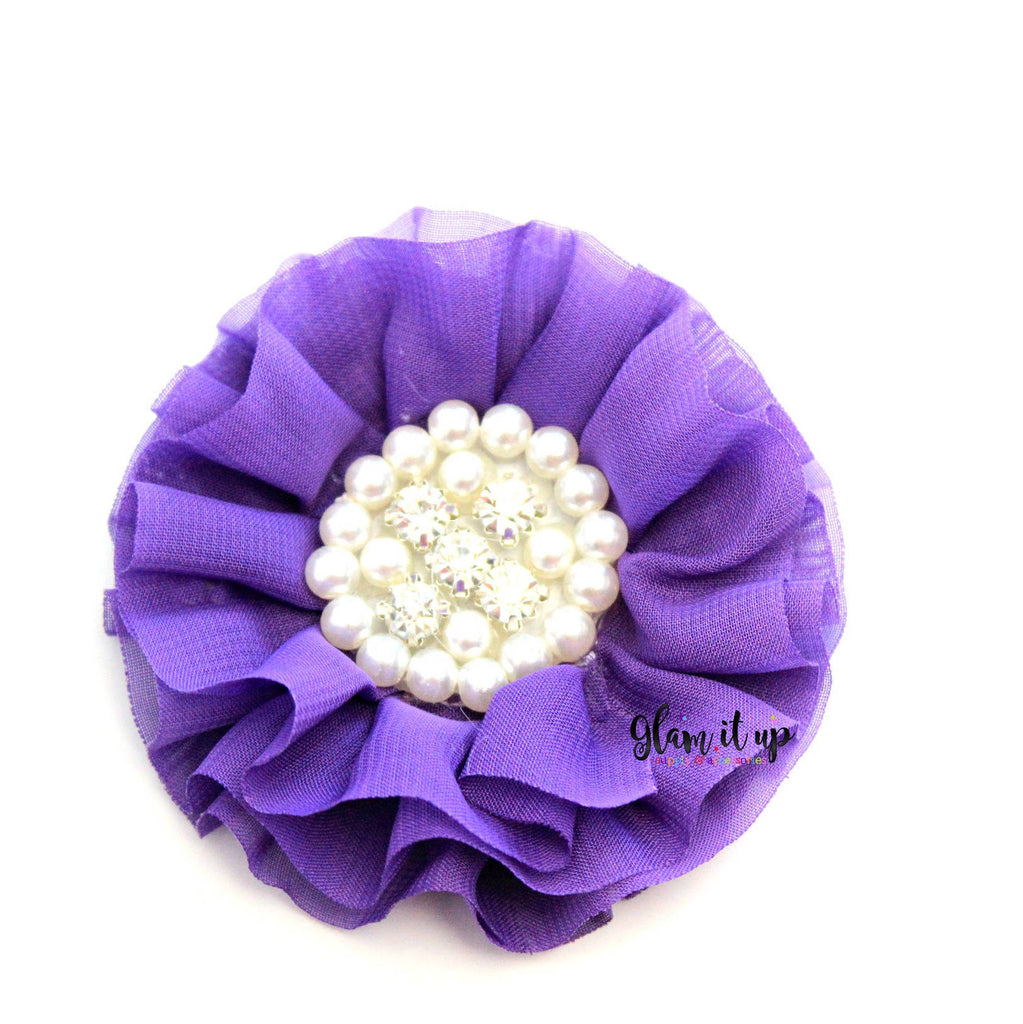 Chiffon Purple Ruffle Flower