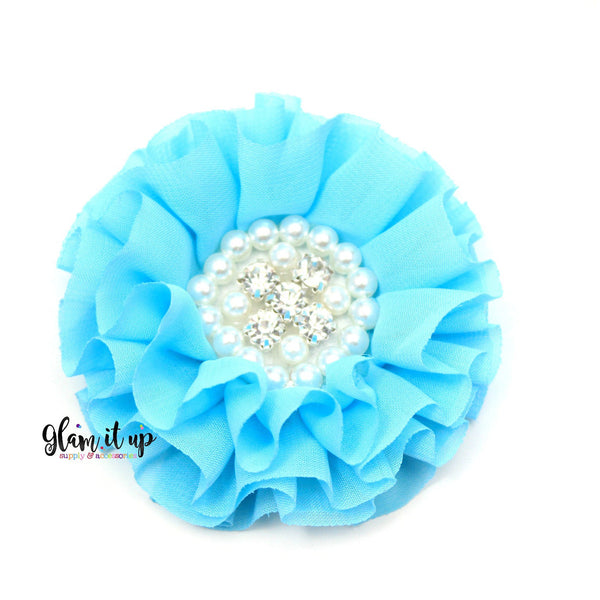 Chiffon Turquoise Ruffle Flower