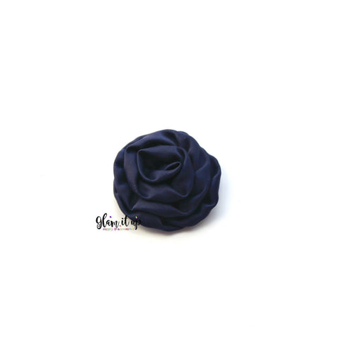 Satin Navy Rosette 3" Flower