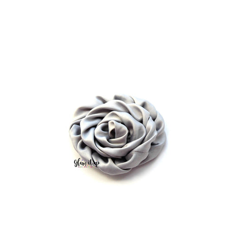 Satin Rosette Gray 3" Flower
