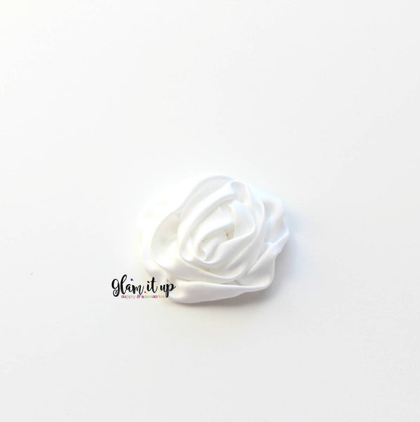 Satin White Rosette 3" Flower