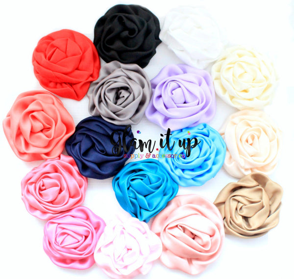Satin Rosette Lavender 3" Flower