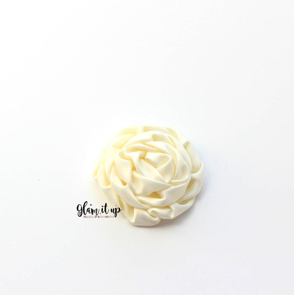 Satin Rosette Ivory 3" Flower
