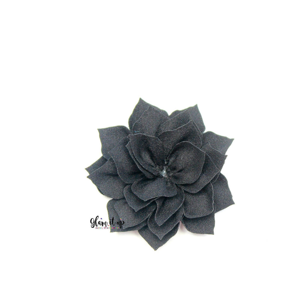 Lotus Black Satin 3" Flower