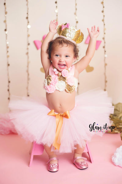 First Birthday Hat-first birthday crown-First birthday-first birthday outfit-1st Pink and gold birthday-pink and gold crown-Minnie Crown