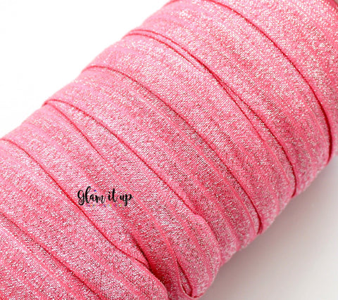 Red Glitter 5/8" FOE - Fold Over Elastic